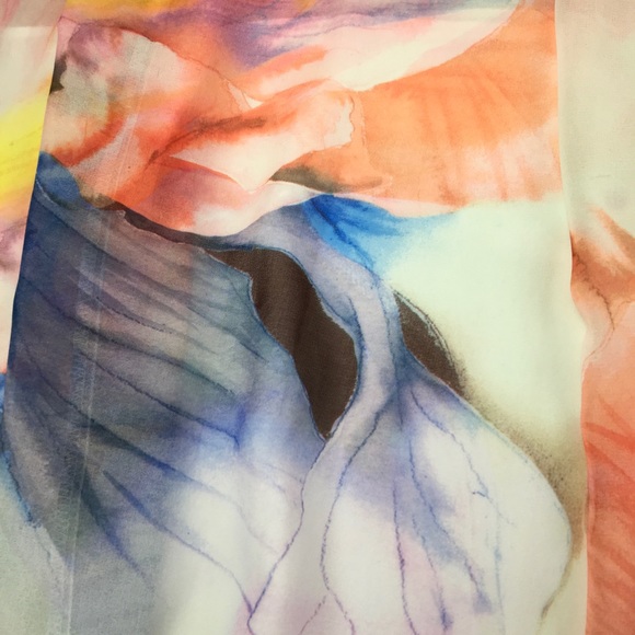 WHBM Chiffon Watercolor Print Halter Dress - Picture 7 of 7